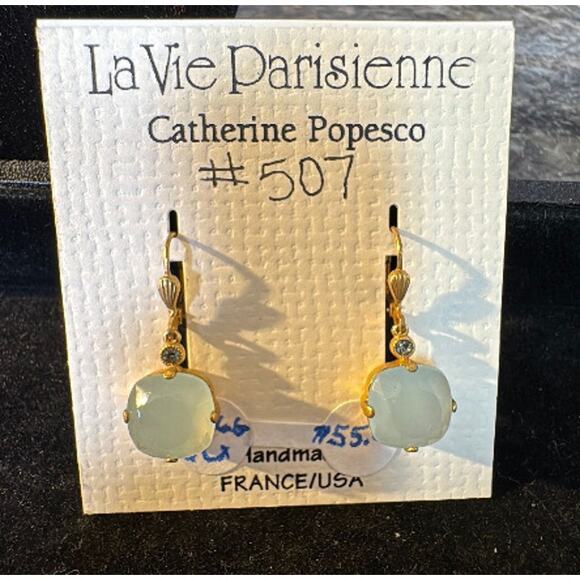 Catherine Popesco Pacific opal earrings Swarovski crystal and gold plated - Picture 1 of 6